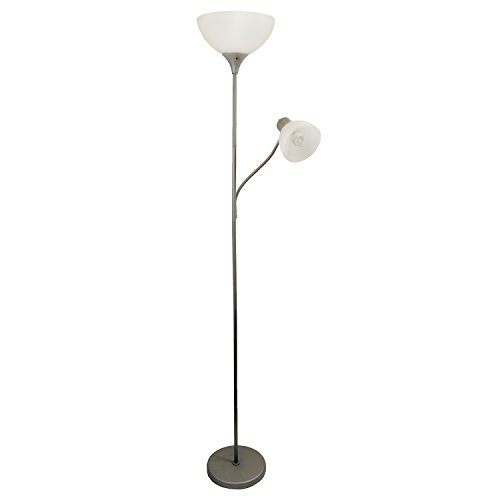 Simple Designs Floor Lamp with Reading Light Silver