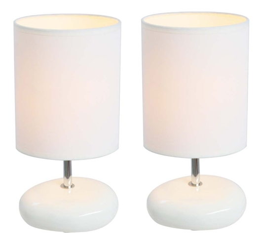 Simple Designs Stonies White Small Stone Look Lamp - 2 Pack