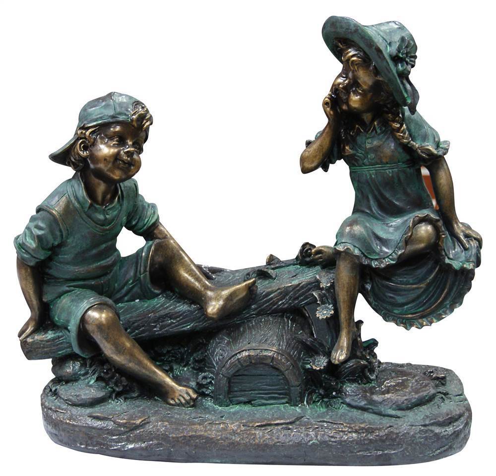 Girl and Boy Playing on Teeter Totter Statue