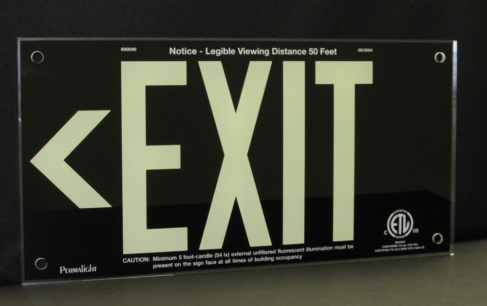 UL924 Black Acrylic &lt; EXIT &gt; Sign