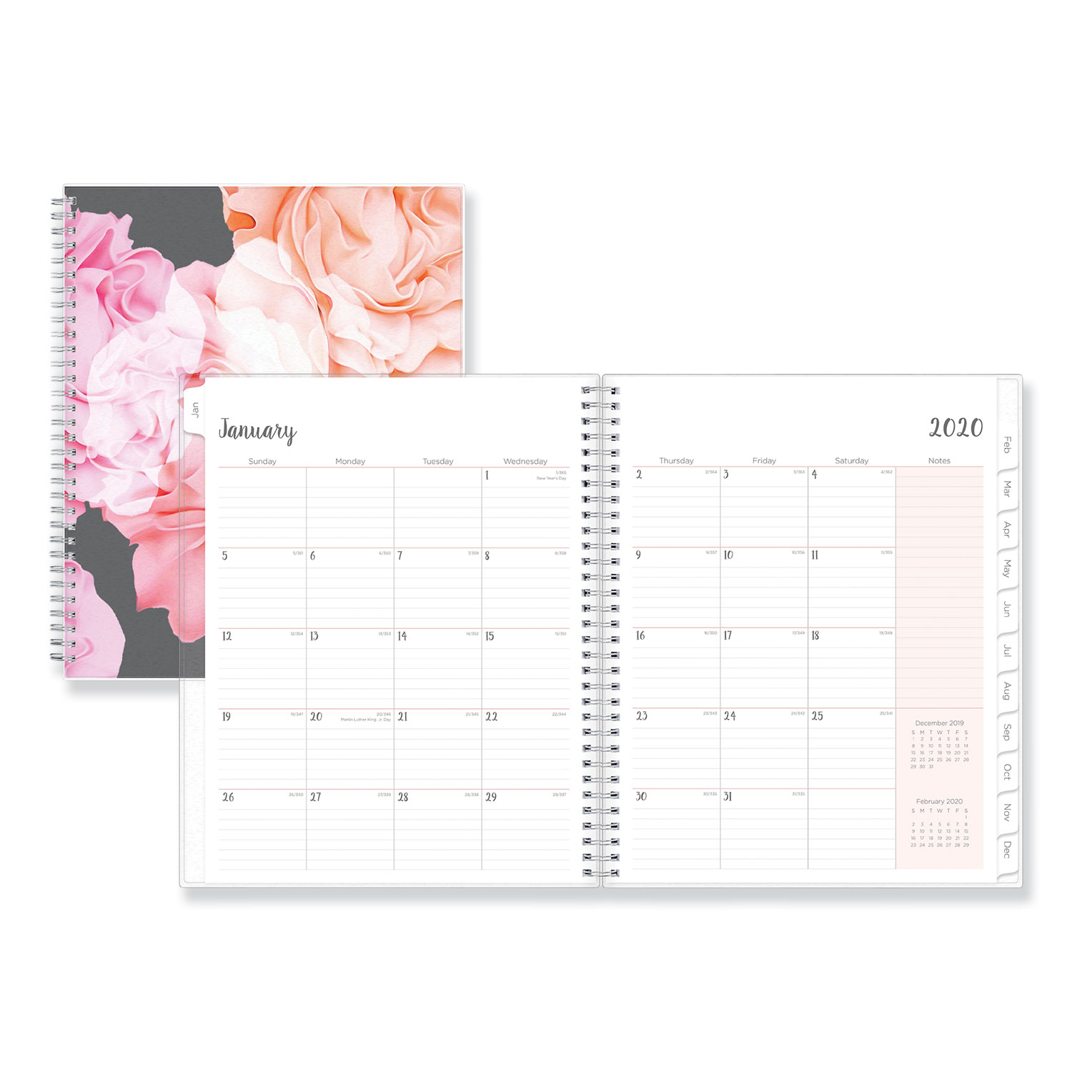 Joselyn Weekly/Monthly Wirebound Planner, 8.5 x 11, Light Pink/Peach/Black, 2019