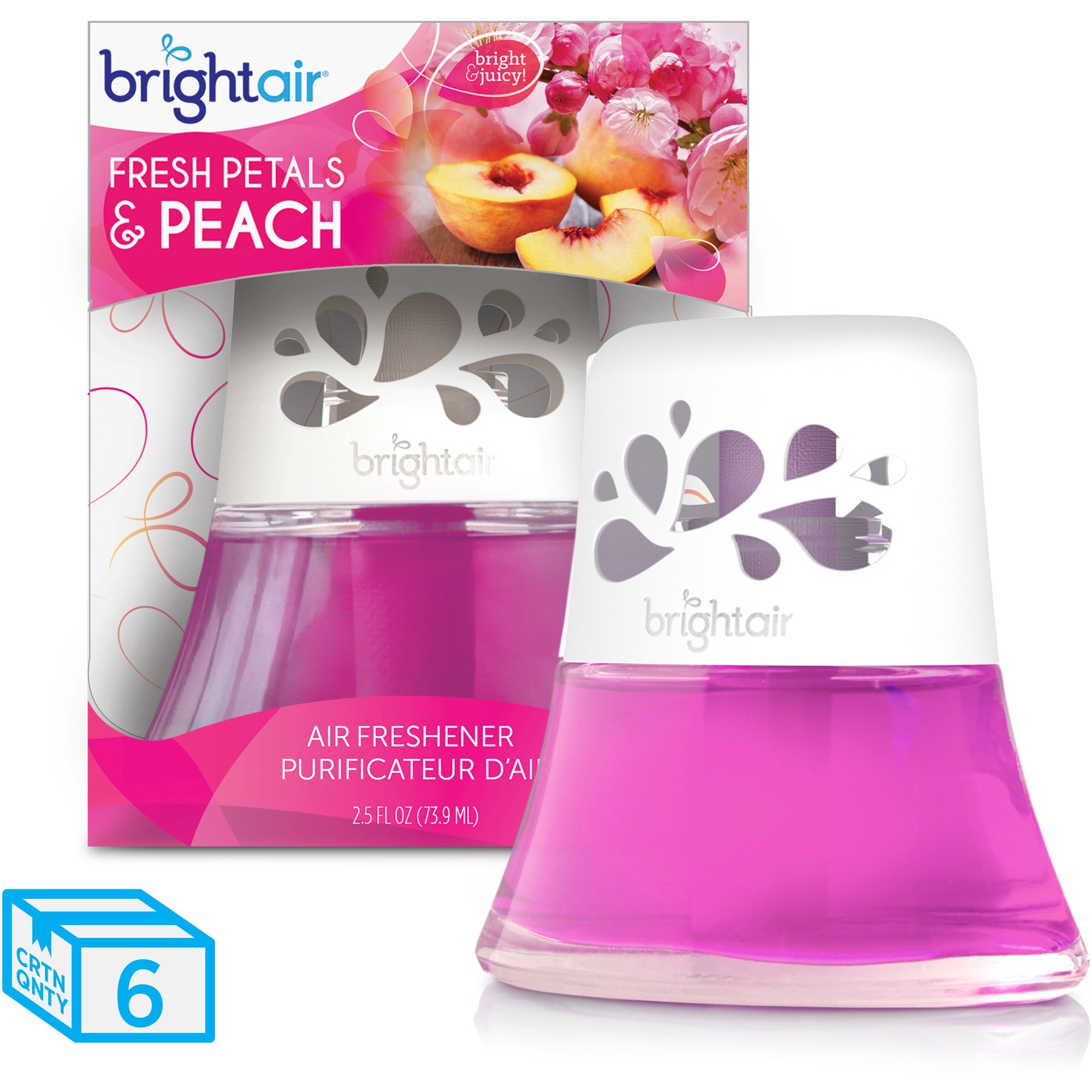 Scented Oil Air Freshener Diffuser, Fresh Petals and Peach, Pink, 2.5oz,6/Carton