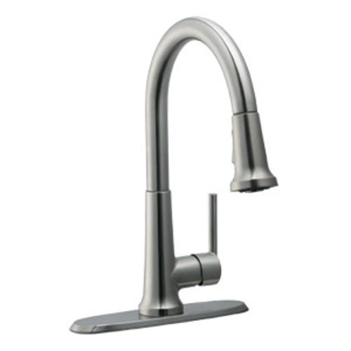 Geneva Kitchen Faucet With Pullout Sprayer, Satin Nickel