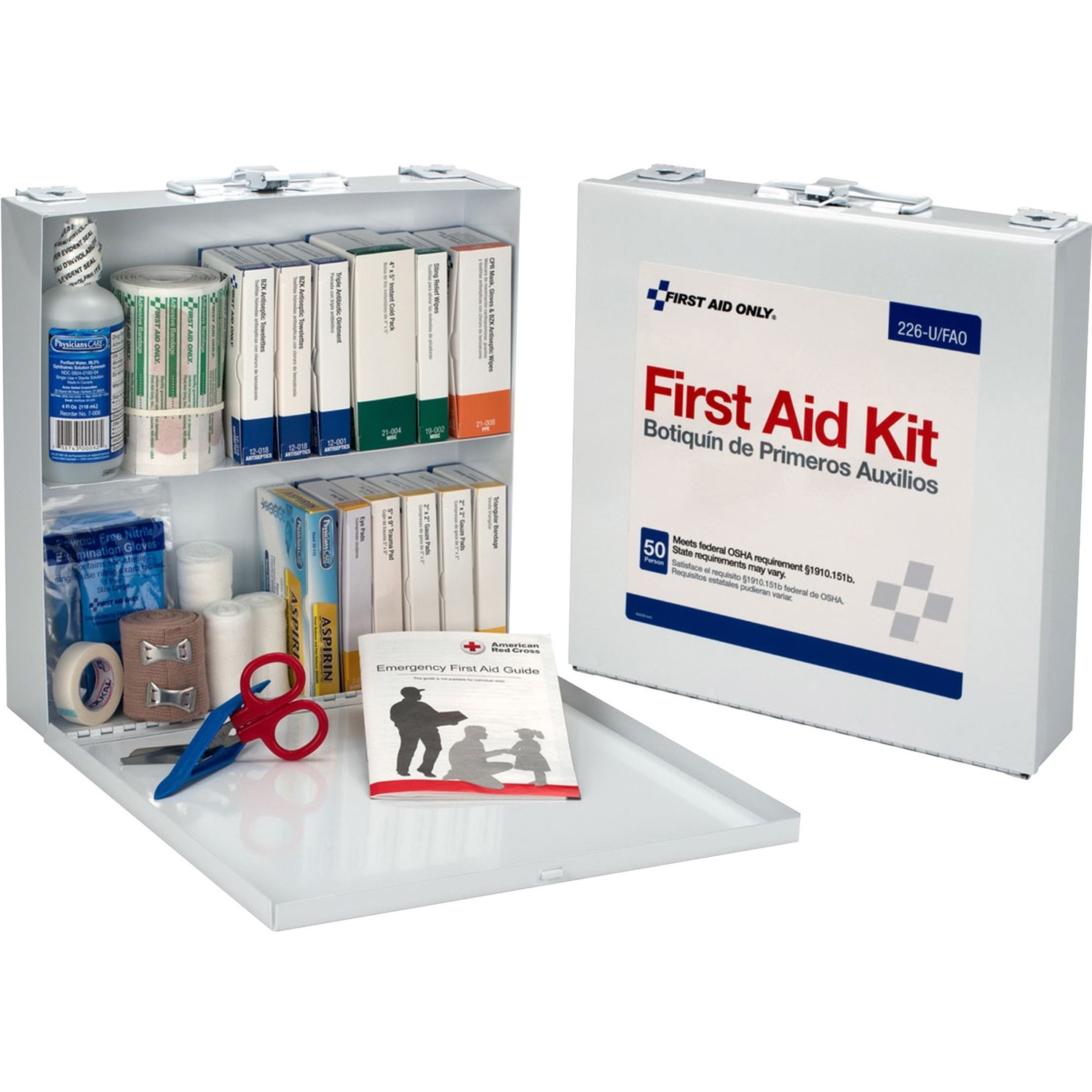 First Aid Station for 50 People, 196-Pieces, OSHA Compliant, Metal Case