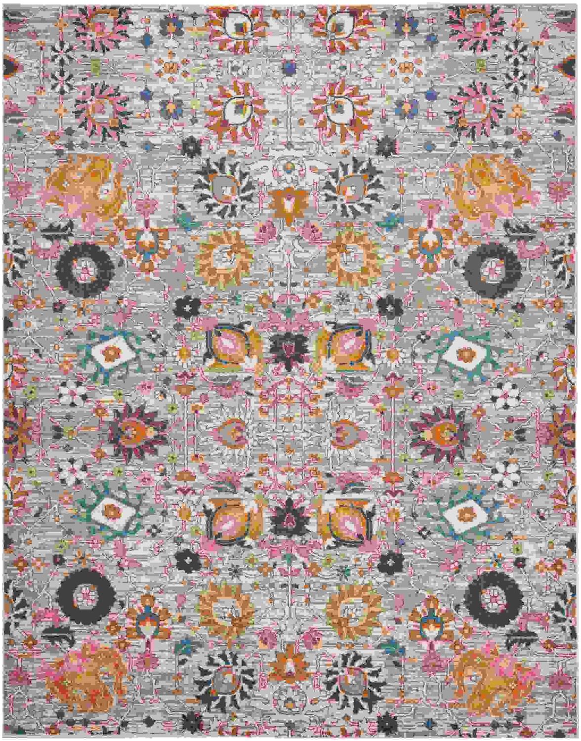 8 x 10 Gray and Pink Distressed Area Rug