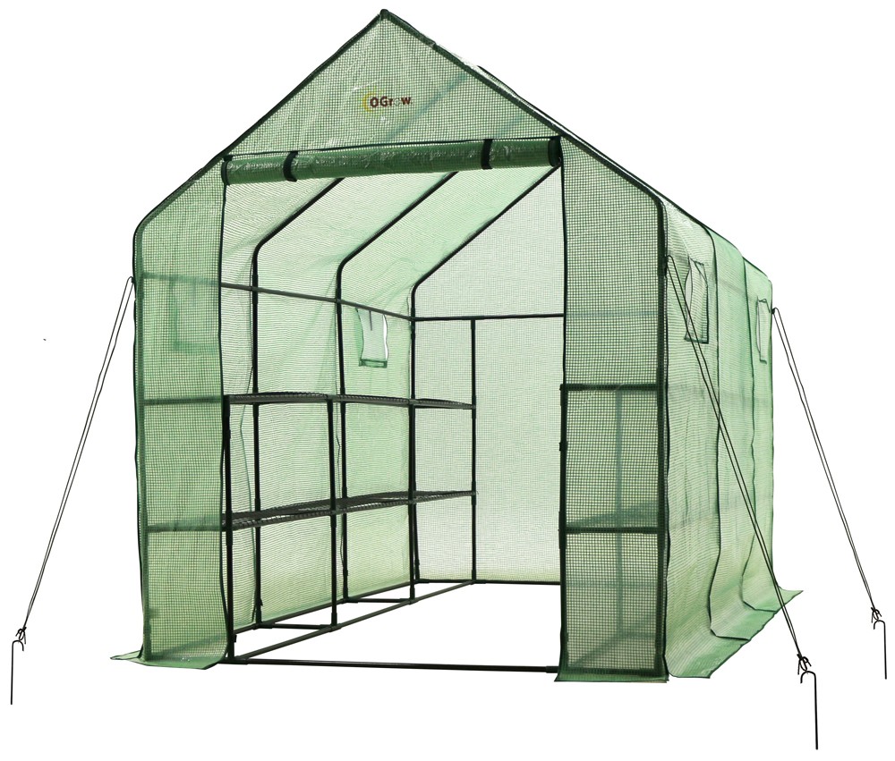 Ogrow Very Spacious And Sturdy Walk-in 2 Tier 12 Shelf portable Garden Greenhouse with windows - Measures 117
