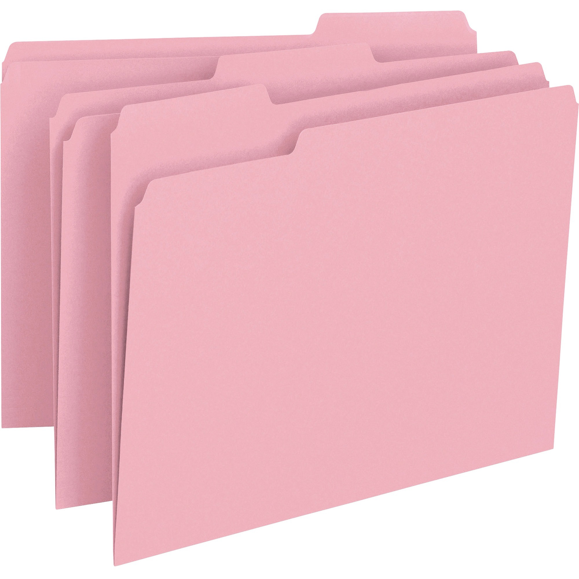 File Folders, 1/3 Cut Top Tab, Letter, Pink, 100/Box