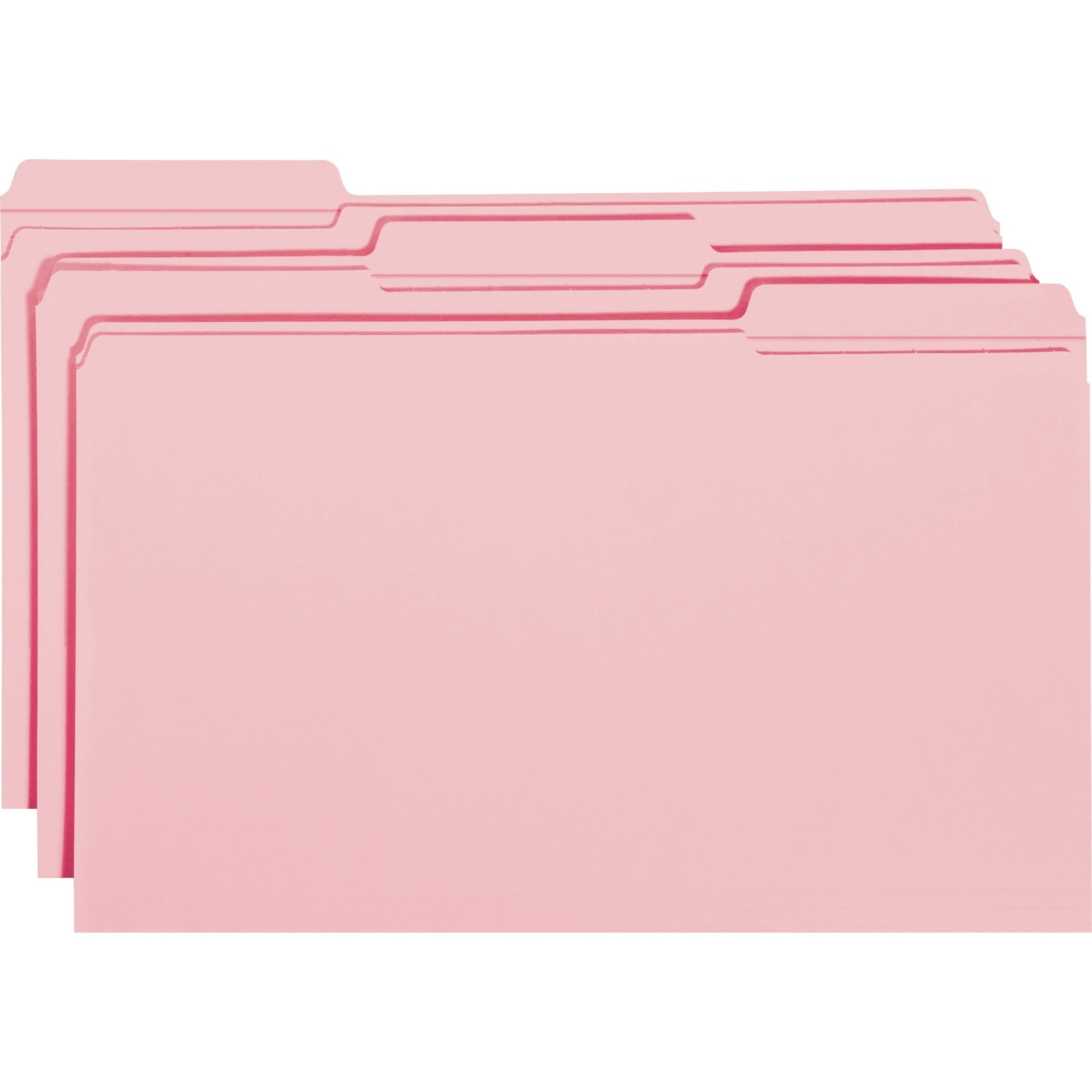 File Folders, 1/3 Cut, Reinforced Top Tab, Legal, Pink,100/Box