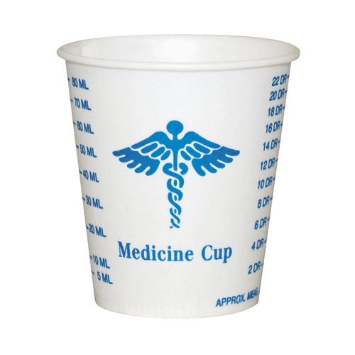 Paper Medical & Dental Graduated Cups, 3oz, White/Blue, 100/Bag, 50 Bags/Carton
