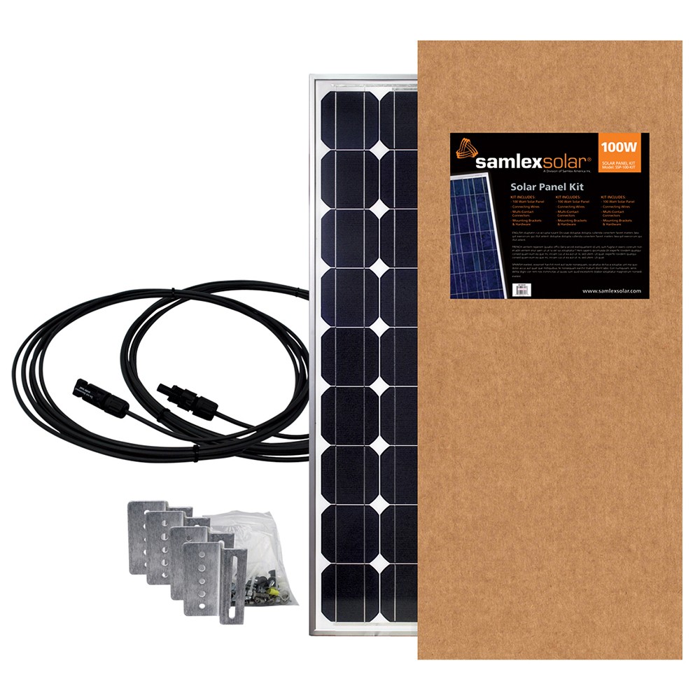 SOLAR PANEL KIT, 100 WATTS WITH CABLES AND MOUNTING BRACKETS