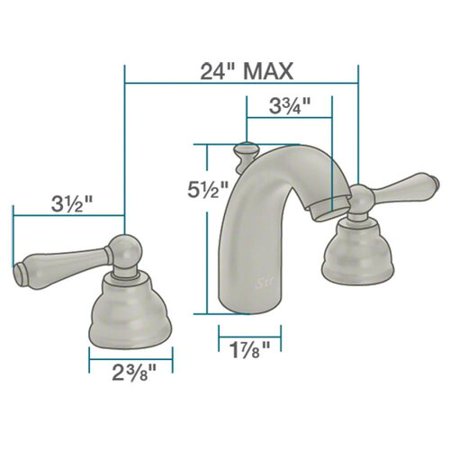 Sir Faucet 706 Brushed-Nickel Wide Spread Lavatory Faucet