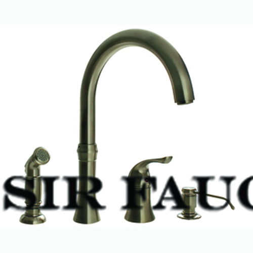 Sir Faucet 710 Brushed-Nickel Four Hole Kitchen Faucet