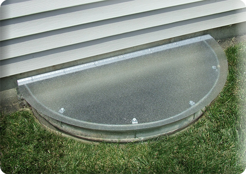 Ultra Protect Model SR500-C 48&quot; x 23&quot; Clear Semi-Round Polycarbonate Basement Window Well Cover