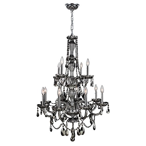 Provence Collection 12 Light Chrome Finish and Smoke Crystal Chandelier 28