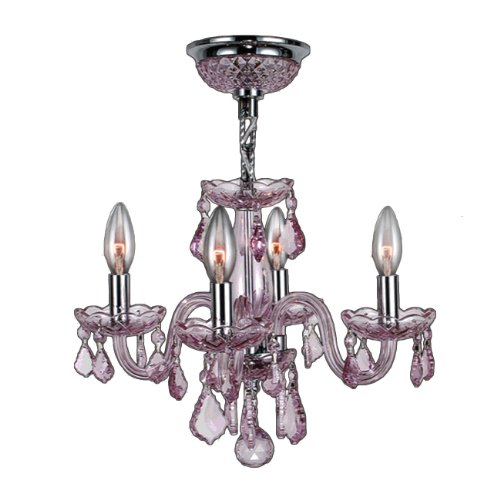 Clarion Collection 4 Light Chrome Finish and Pink Crystal Chandelier 16